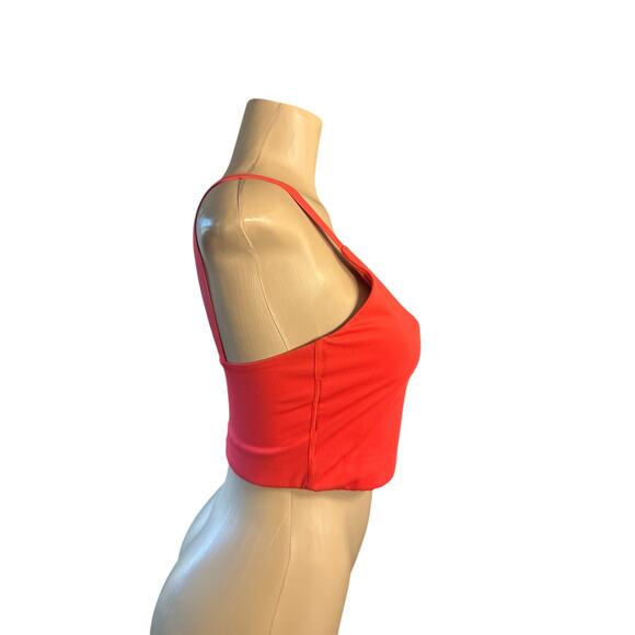 Women M Girlfriend Collective Mia Red Sports Bra Tank Top Crop Longline High Nk - Picture 5 of 6
